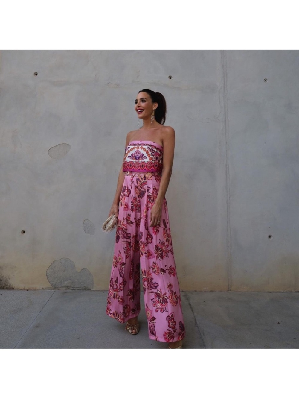 ZARA STRAPLESS FLORAL PRINT JUMPSUIT
